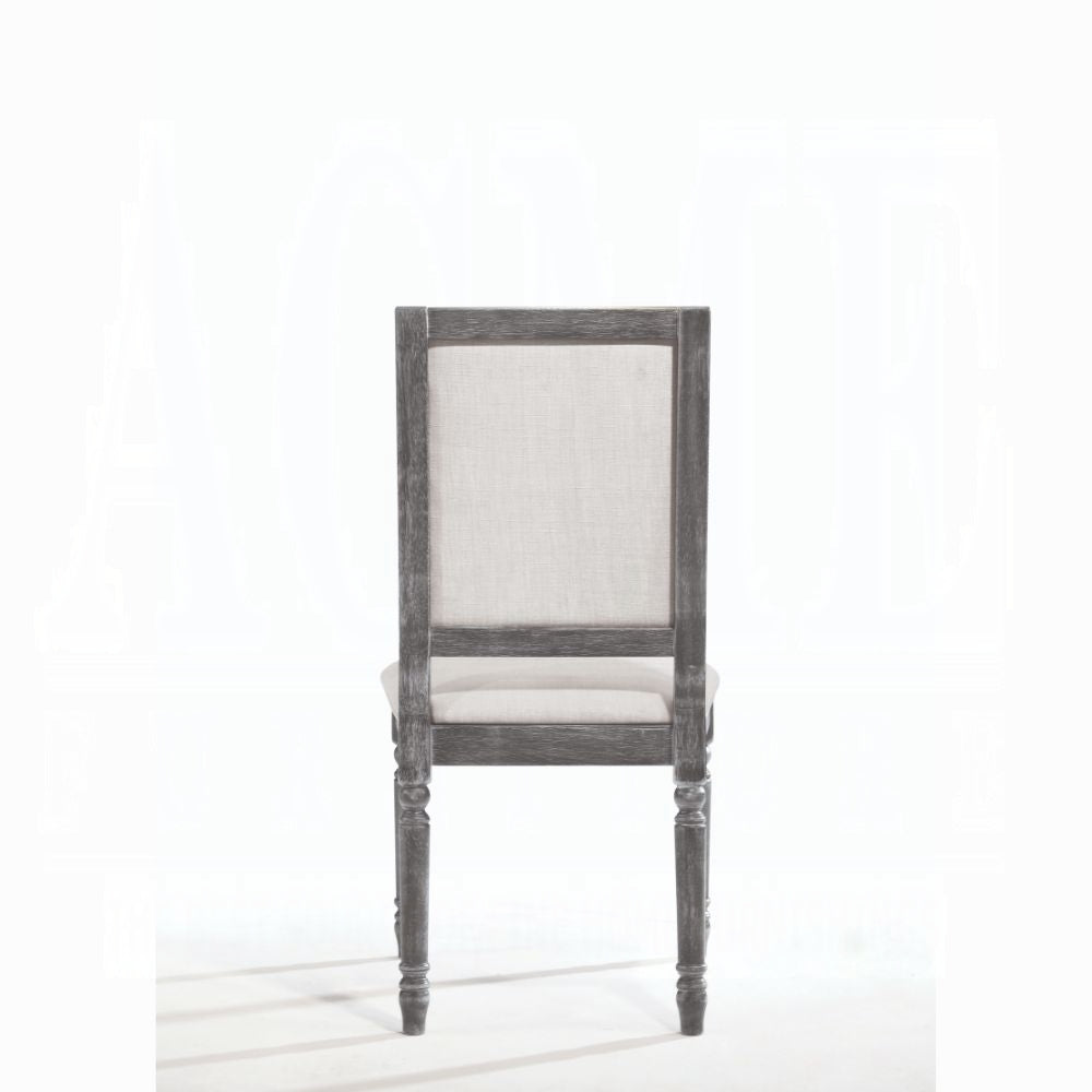 Classic Gray Finish Side Chairs Set of 2, Upholstered Seat and Back Wooden Dining Furniture