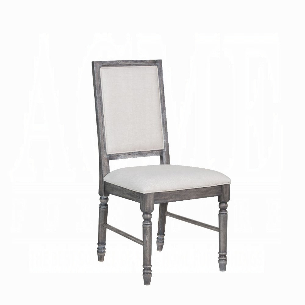 Classic Gray Finish Side Chairs Set of 2, Upholstered Seat and Back Wooden Dining Furniture