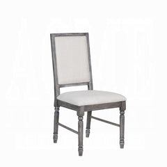 Classic Gray Finish Side Chairs Set of 2, Upholstered Seat and Back Wooden Dining Furniture