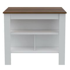 Burlingame 5-Shelf 4-Door 2-piece Kitchen Set, Kitchen Island and Upper Wall Cabinet White and Walnut