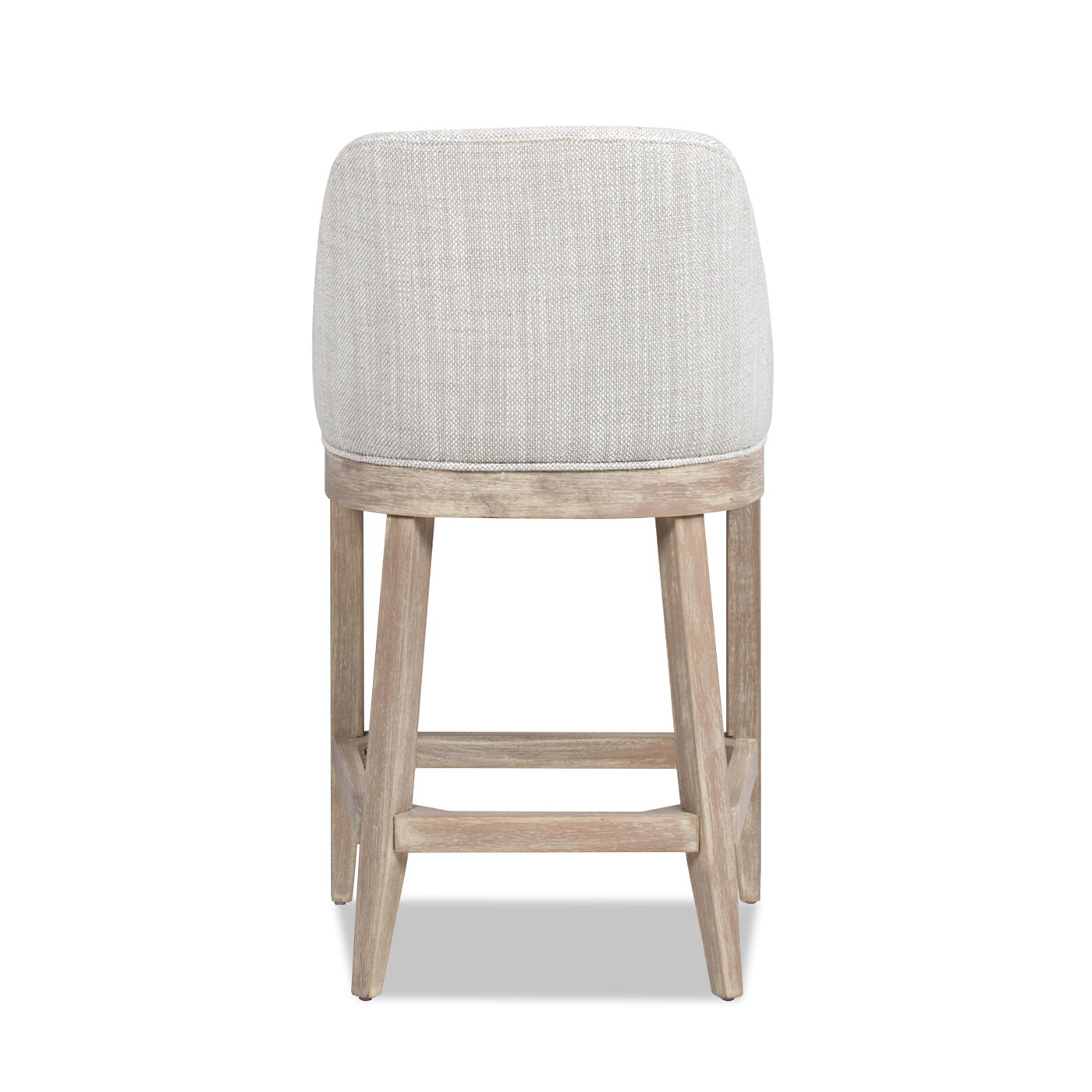 Newport 26.5" Coastal Curved Back Upholstered Counter Stool, Two-Tone Neutral Gray Polyester Wool Blend