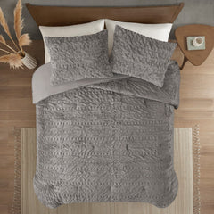 Full/Queen Ruched Fur Down Alternative Comforter Set