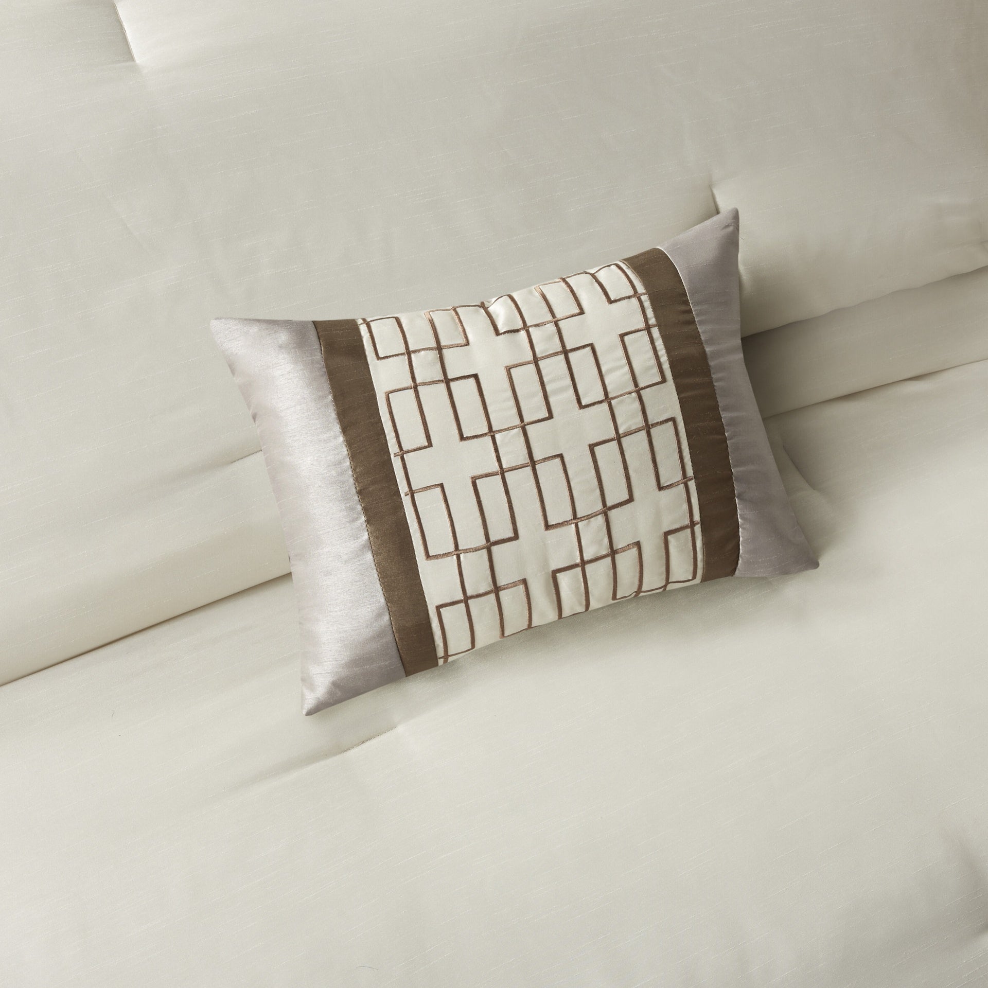 7 Piece Comforter Set Taupe/Brown King