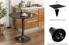 Black Round Table, Modern Dining Table, MDF Top and Steel Base Tulip Round Kitchen Table, Mid Century Coffee Table for Living Room 24 Inch, Kitchen Table, Oval Dining Table