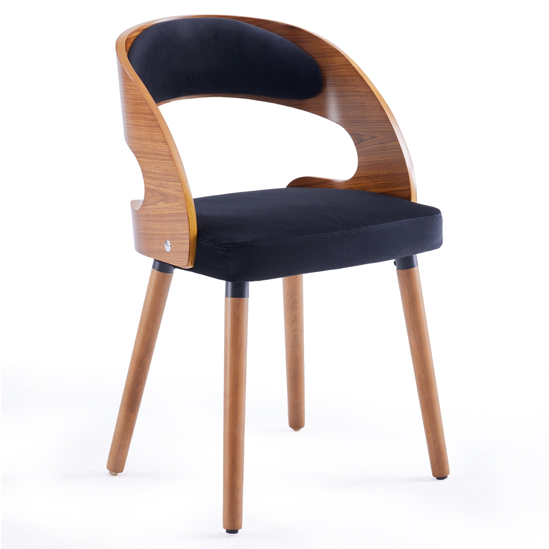 Wood Dining Chairs, Set of 2 Modern Upholstered Dining Chairs with Curved Backrest for Kitchen, Dining Room, Living Room