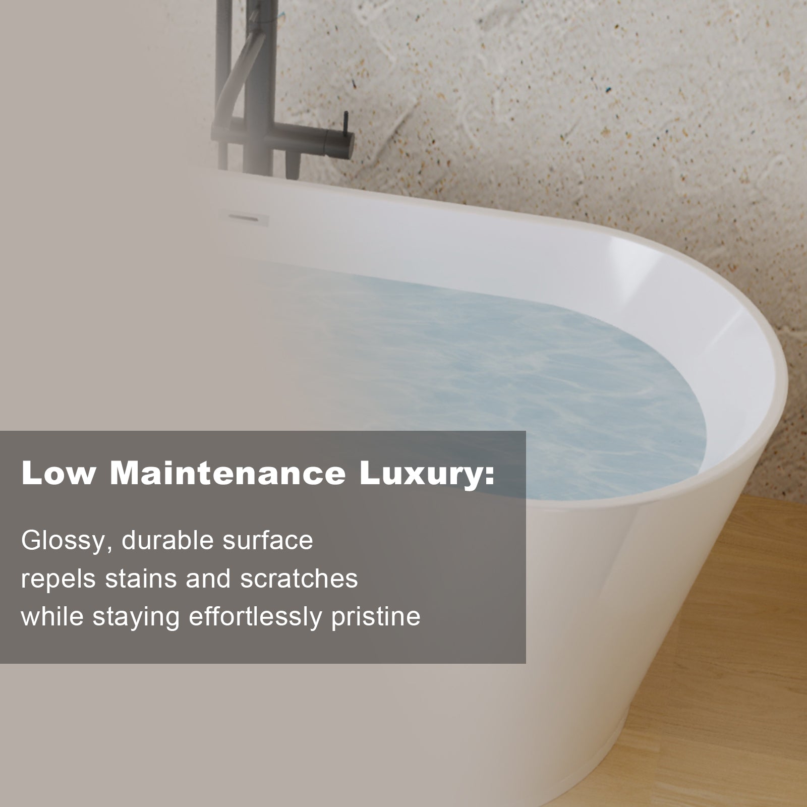 59" Acrylic Freestanding Bathtub, Stand Alone Soaking Tub, Glossy White Acrylic, Toe-tap Chrome Drain, cUPC Certified