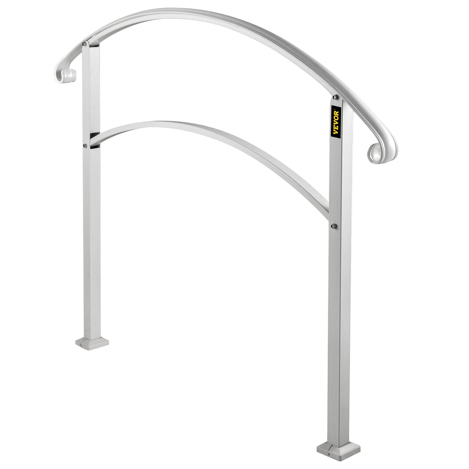 Handrails for Outdoor Steps, Fit 1 or 3 Steps Outdoor Stair Railing, White Wrought Iron Handrail, Flexible Front Porch Hand Rail, Transitional Handrails for Concrete Steps or Wooden Stairs