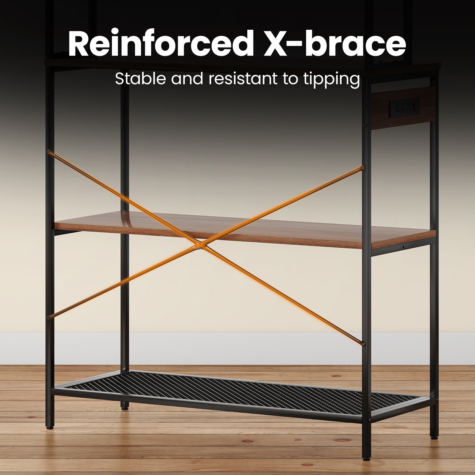 Large 5-Tier Bakers Rack with Electrical Outlets, 39 Inch Microwave Stand & Coffee Bar, Kitchen Storage Shelf for Home, Counter Space Organizer