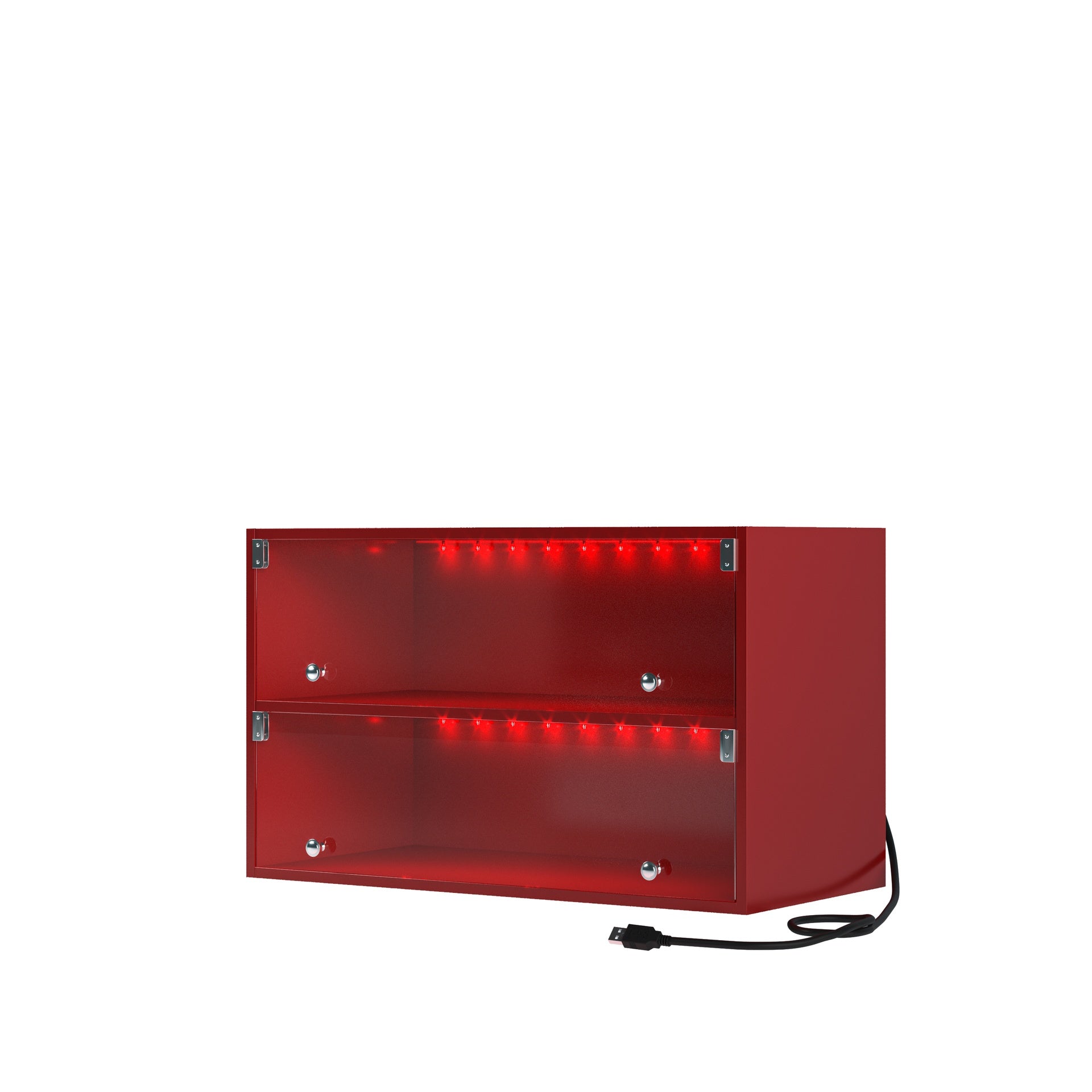Red Glass Door Shoe Box Shoe Storage Cabinet For Sneakers With RGB Led Light