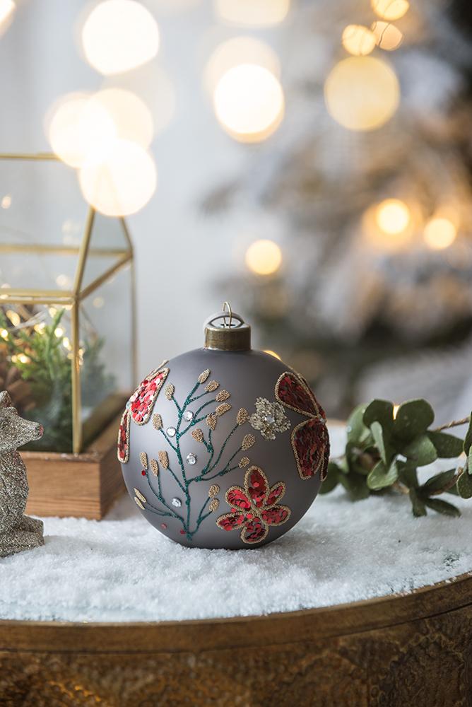D3.9" Christmas Ball Ornaments, Glass Decorative Hanging Ball Christmas Tree Ornaments for Holiday Party Decorations, Set of 6