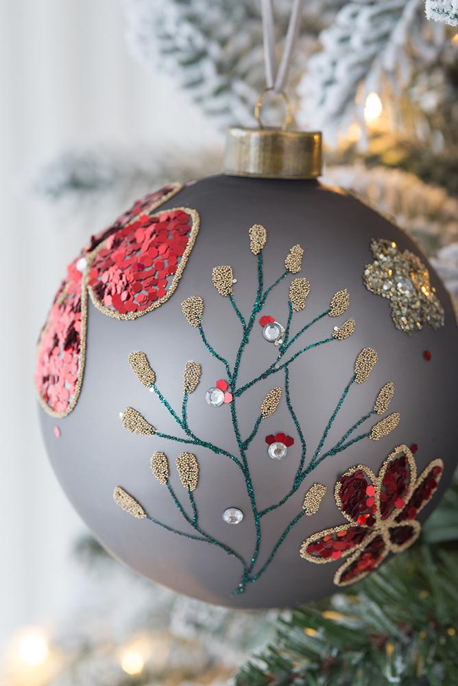 D3.9" Christmas Ball Ornaments, Glass Decorative Hanging Ball Christmas Tree Ornaments for Holiday Party Decorations, Set of 6