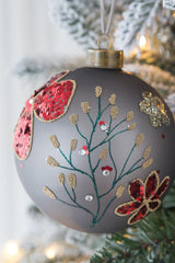 D3.9" Christmas Ball Ornaments, Glass Decorative Hanging Ball Christmas Tree Ornaments for Holiday Party Decorations, Set of 6
