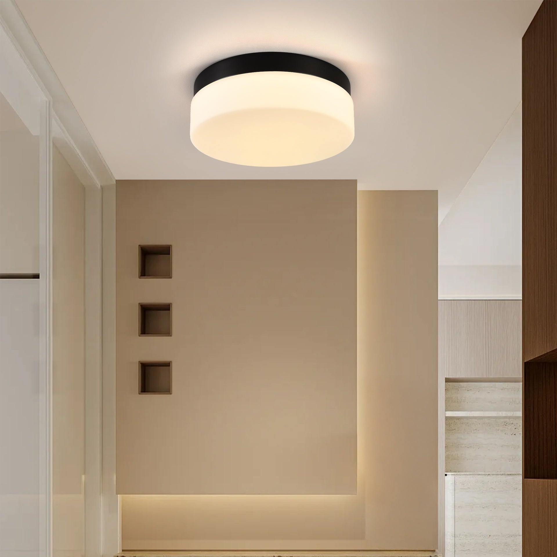 1 PACK LED Flush Mount Ceiling Light Fixture, Modern Kitchen Recessed Ceiling Lamp 24W 12 Inch Closet Round Surface for Bathroom Laundry Bedroom Hallway