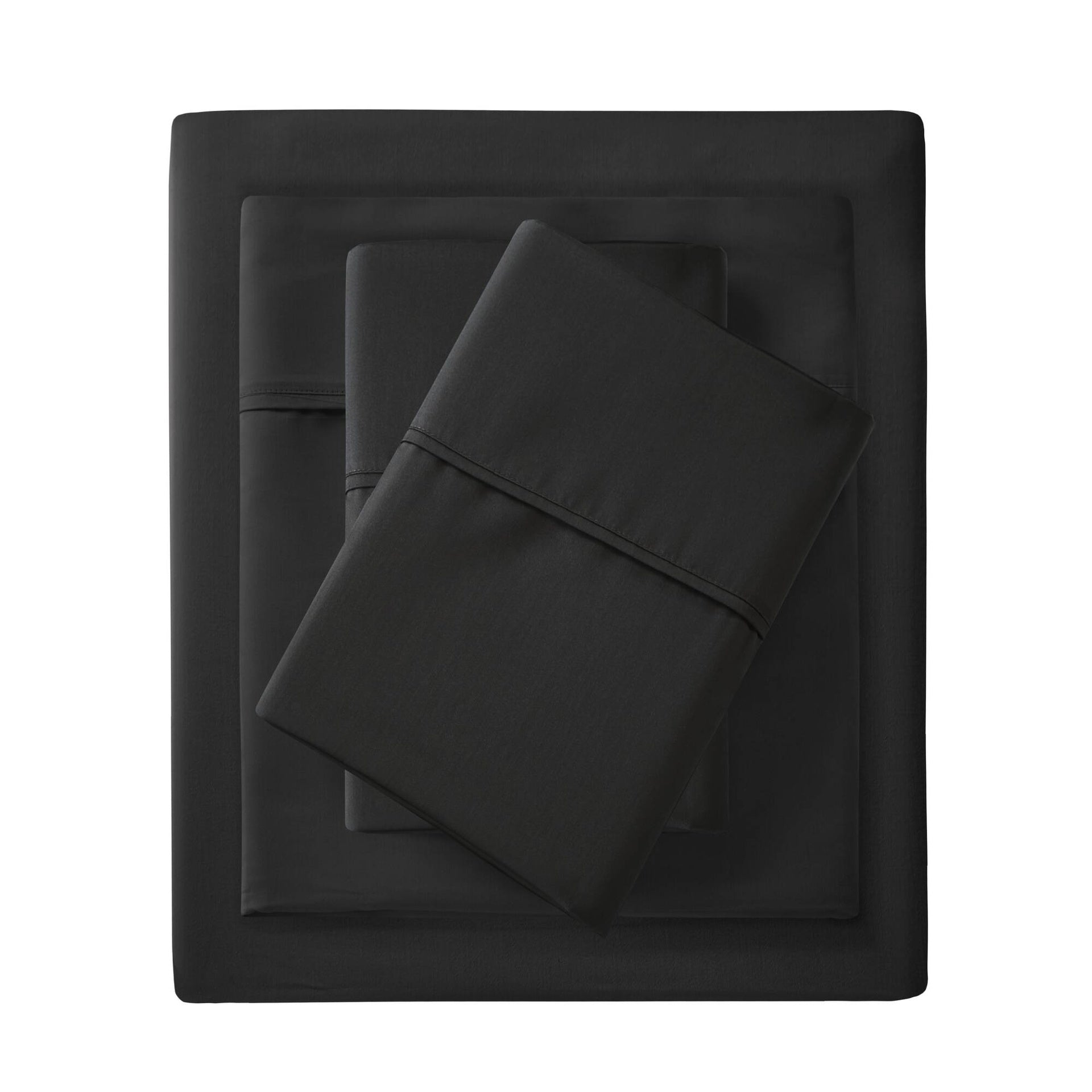 4 PCS Queen Cotton Blend 4 PC Sheet Set Black