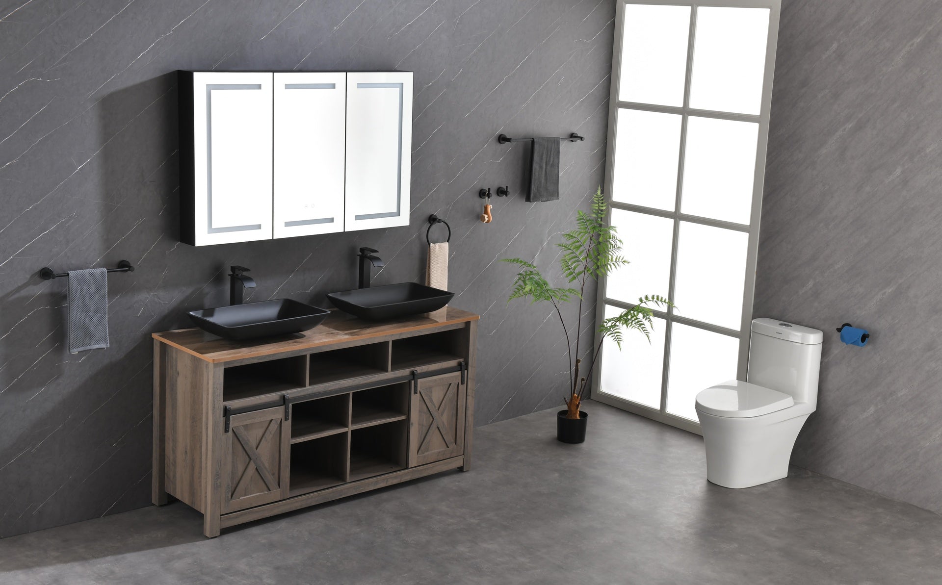 48 x 30 inch LED Lighted Bathroom Medicine Cabinet with Mirror, Sockets, Dimmable, Anti-Fog