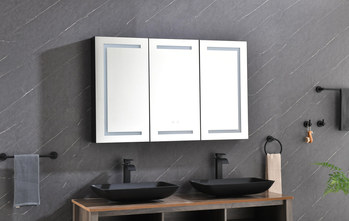 48 x 30 inch LED Lighted Bathroom Medicine Cabinet with Mirror, Sockets, Dimmable, Anti-Fog