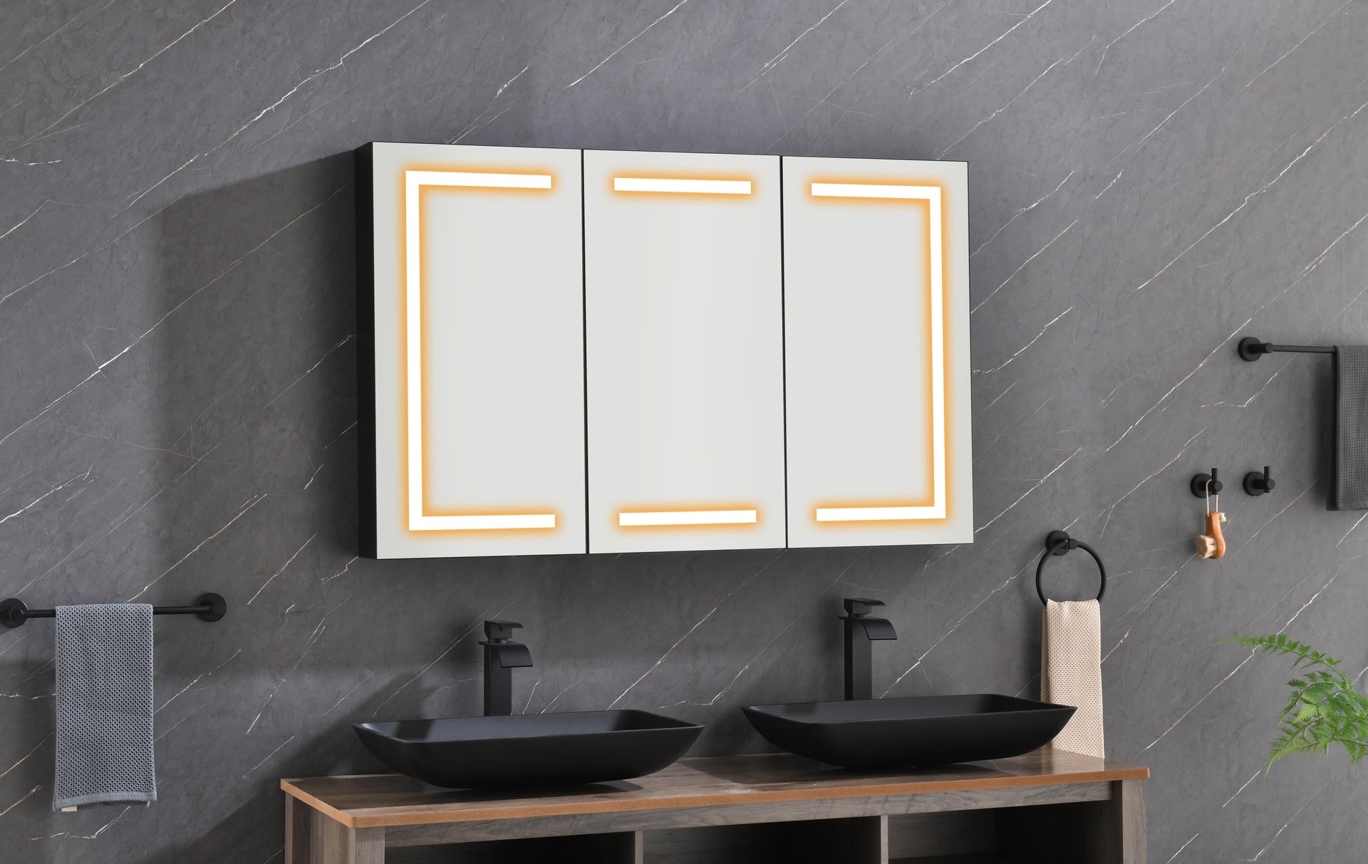 48 x 30 inch LED Lighted Bathroom Medicine Cabinet with Mirror, Sockets, Dimmable, Anti-Fog