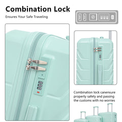 HIFINE TOURIST 20"/24"/28" 3 pcs/set in ABS Spinner Wheel Luggage, Matching Color , With Combination Lock (Mint Green)