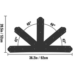 Gable Plate, Black Powder-Coated Truss Connector Plates, 12:12 Pitch Gable Bracket, 4 mm / 0.16" Steel Truss Nail Plates, Decorative Gable Plate with Bolts for Wooden Beam Use