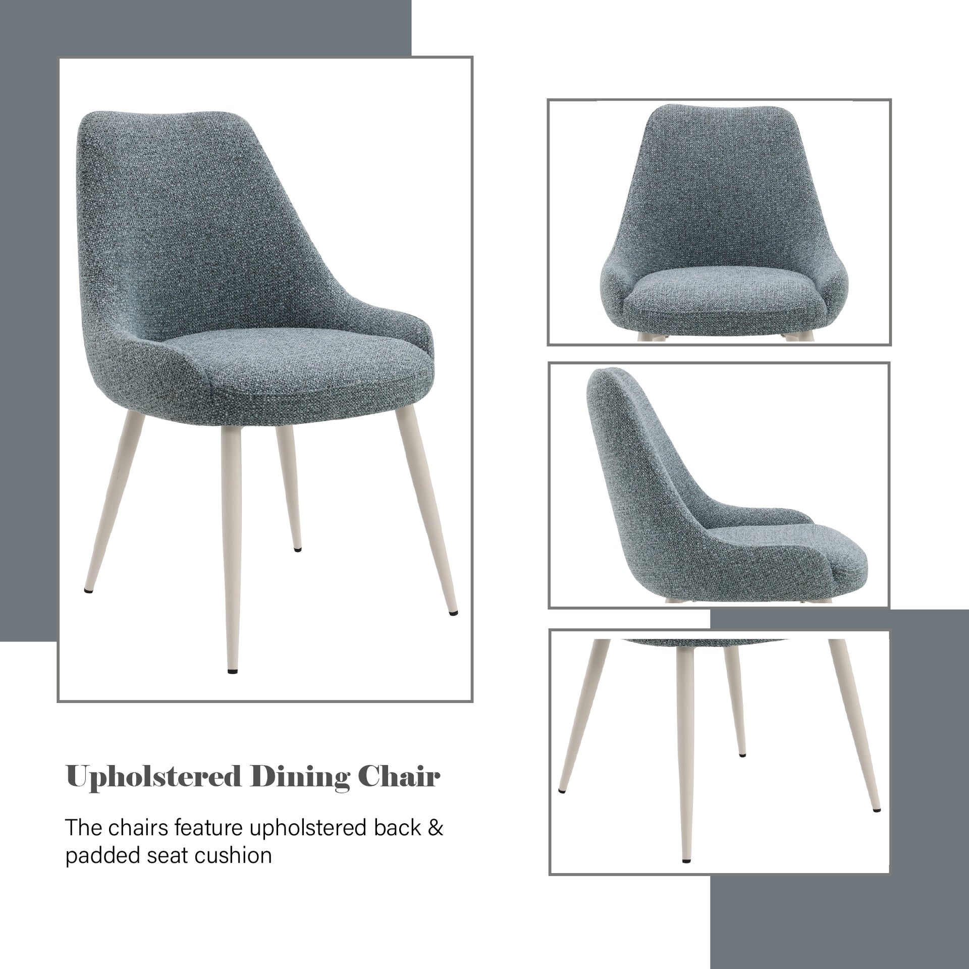Laela Light Blue Boucle & Bone White Table Side Chair (Set of 2)