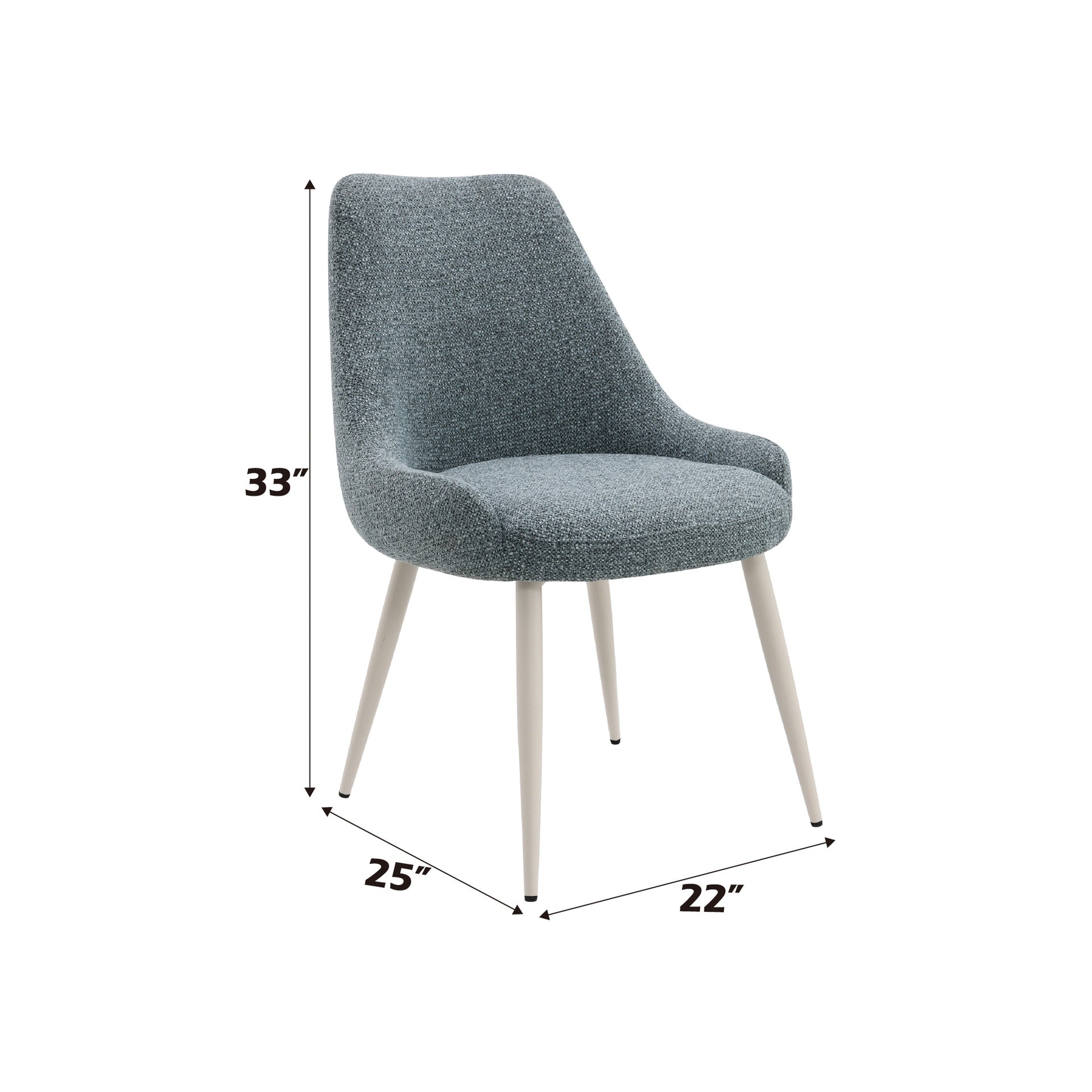 Laela Light Blue Boucle & Bone White Table Side Chair (Set of 2)
