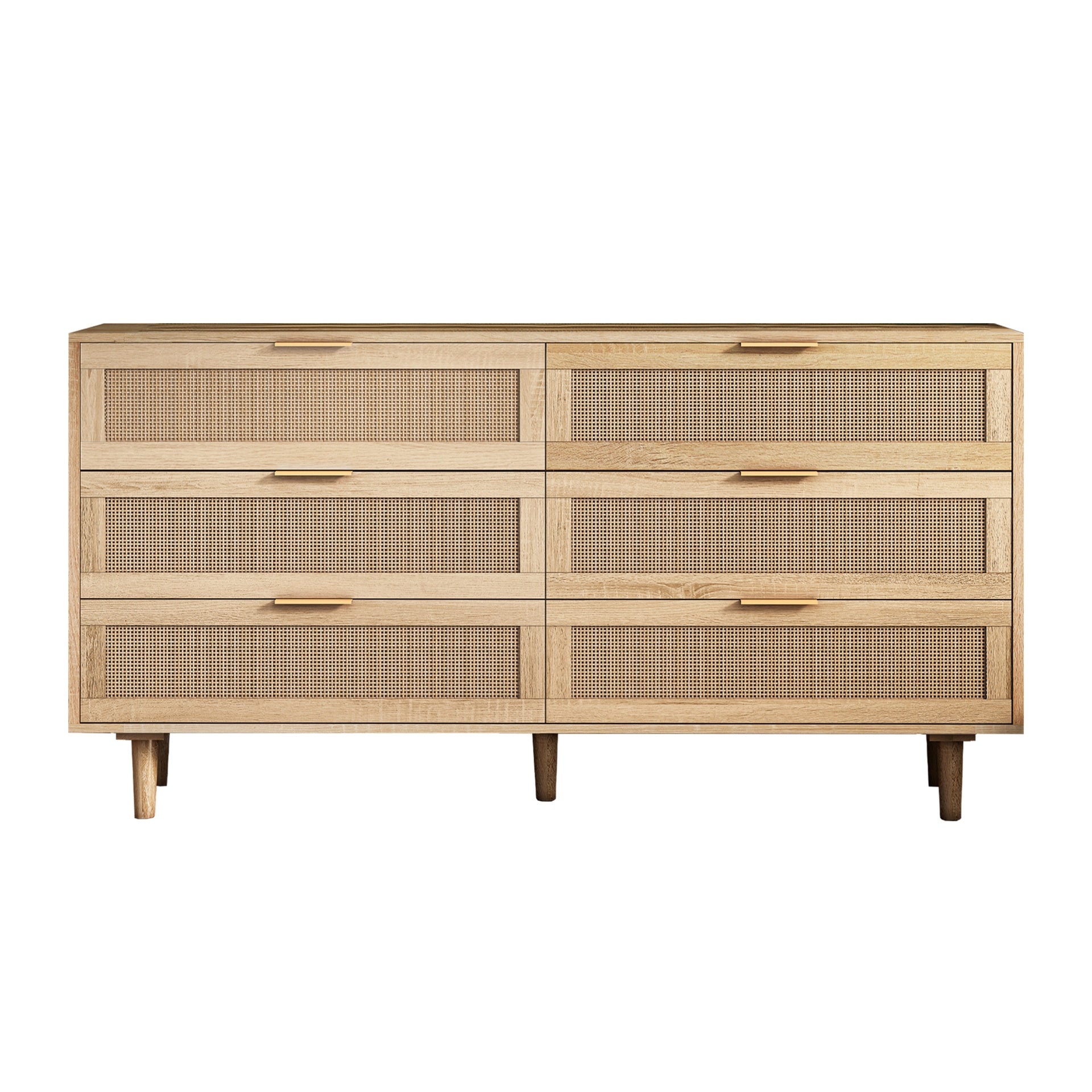 59.06"6-Drawers Rattan Storage Cabinet Rattan Drawer,for Bedroom,Living Room,Natural (Same SKU:W757121586)