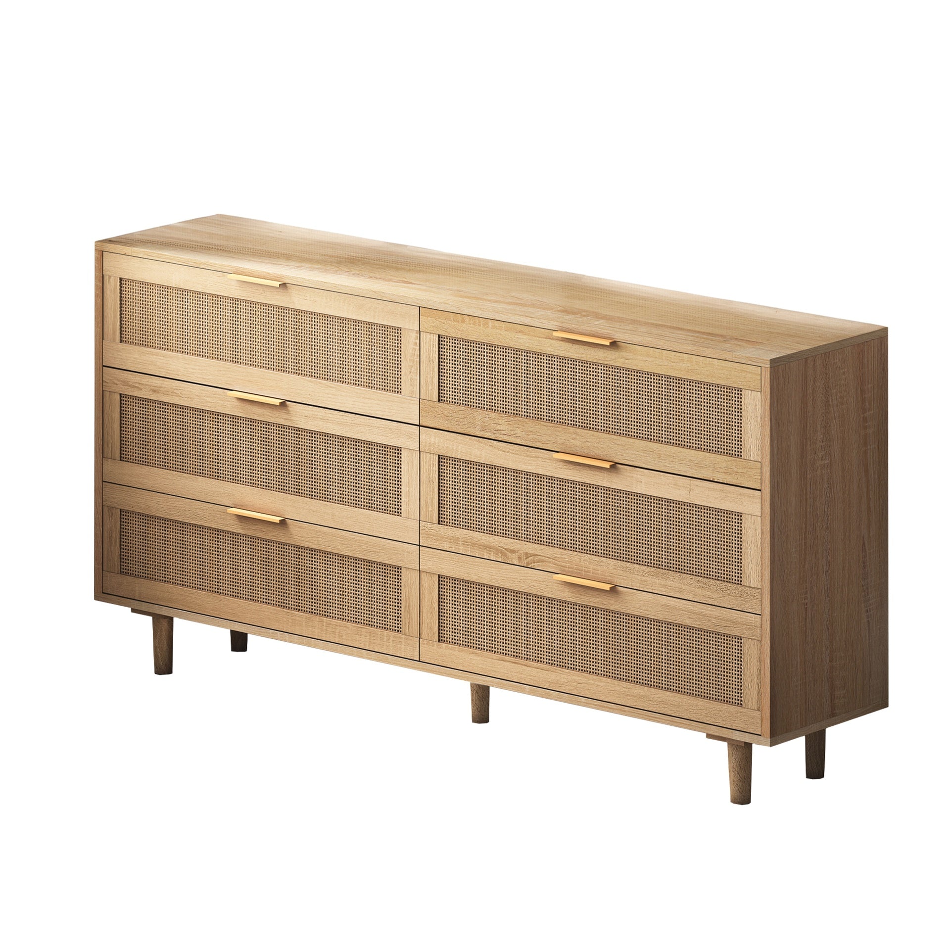 59.06"6-Drawers Rattan Storage Cabinet Rattan Drawer,for Bedroom,Living Room,Natural (Same SKU:W757121586)
