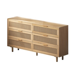59.06"6-Drawers Rattan Storage Cabinet Rattan Drawer,for Bedroom,Living Room,Natural (Same SKU:W757121586)