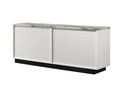 Reine 63"W White Cabinet Console Table with White Faux Marble Top