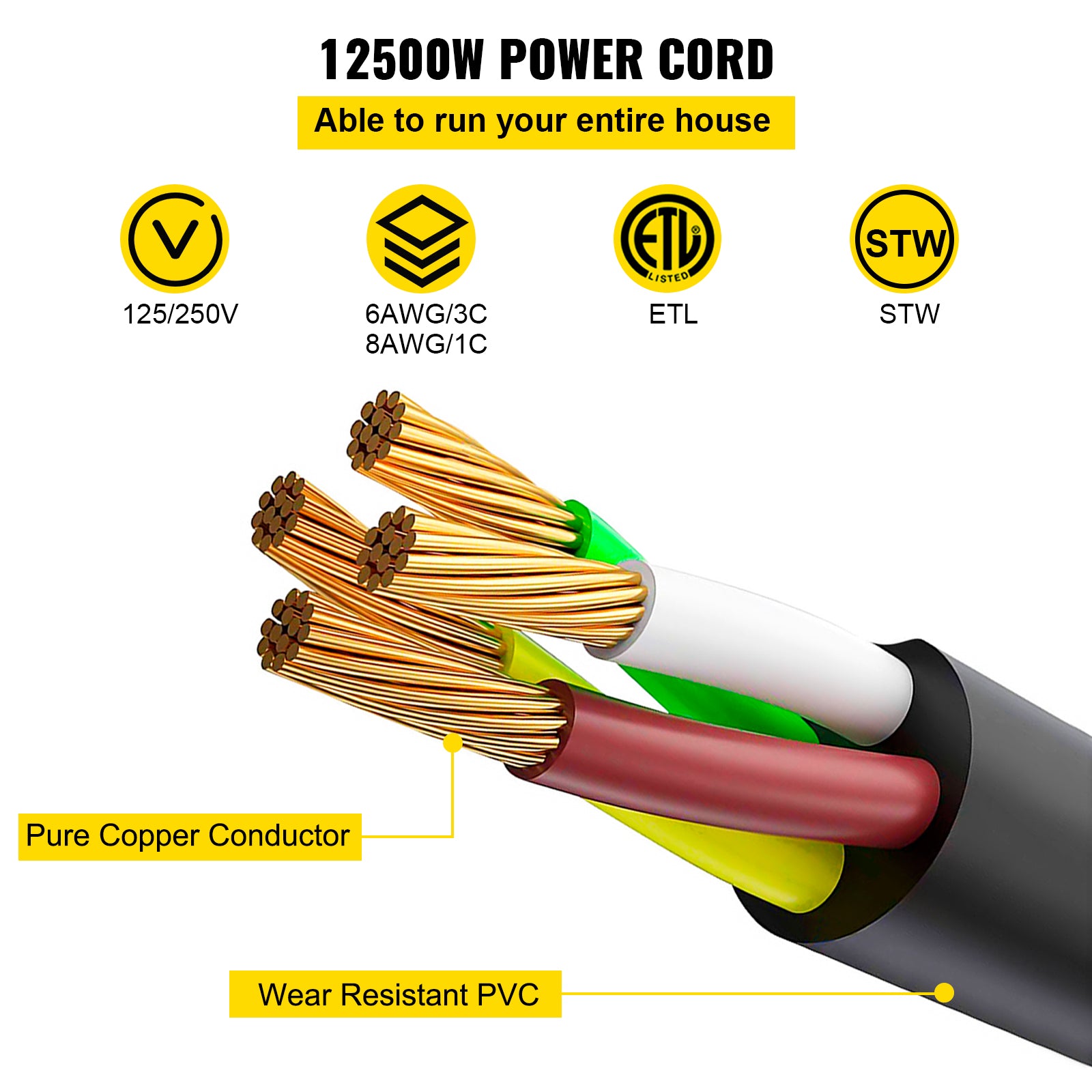 25Ft 50 Amp RV Extension Cord Durable Premium Power Cord RV 26.5mm Wire Diameter Extension Cord Copper Wire RV Cord Power Supply Cable for Trailer Motorhome Camper with Handles