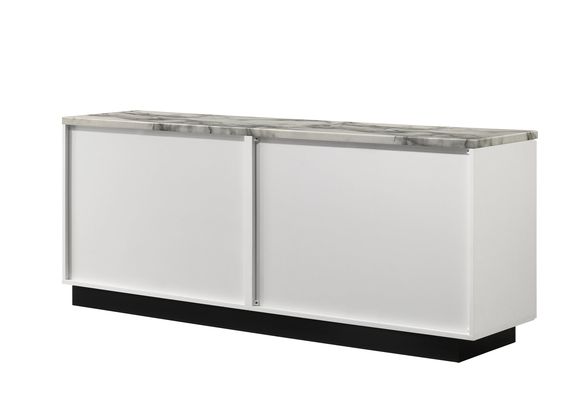 Matilda 63" White Cabinet Console Table with White Faux Marble Top