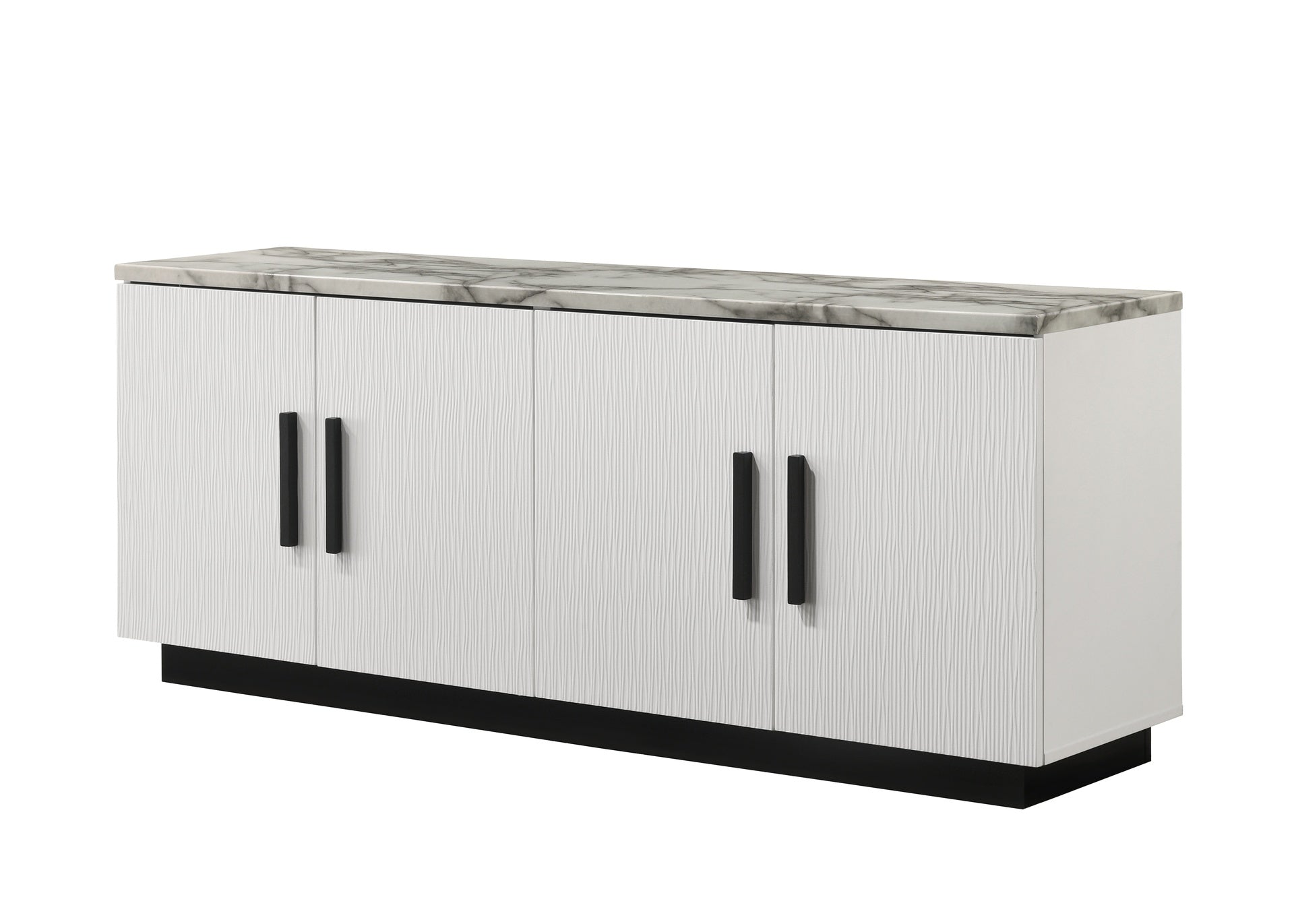 Matilda 63" White Cabinet Console Table with White Faux Marble Top