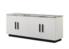 Matilda 63" White Cabinet Console Table with White Faux Marble Top