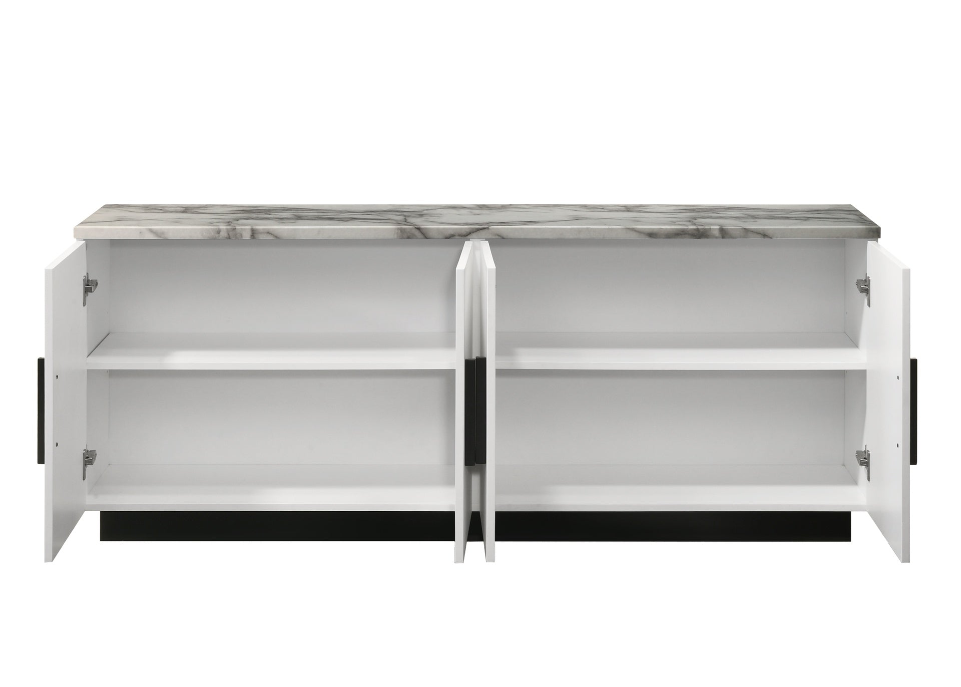 Matilda 63" White Cabinet Console Table with White Faux Marble Top