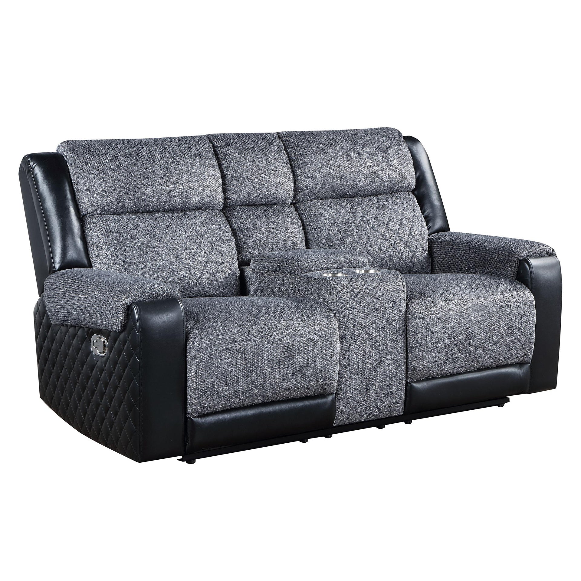 ALICIA GREY/BLACK CONSOLE RECLINING LOVESEAT