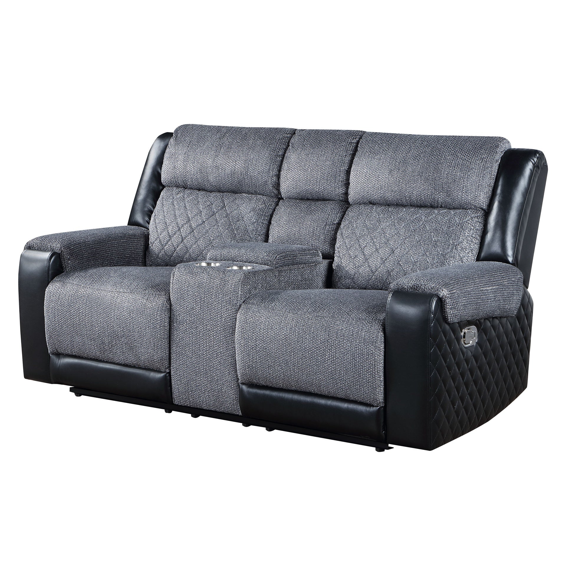 ALICIA GREY/BLACK CONSOLE RECLINING LOVESEAT