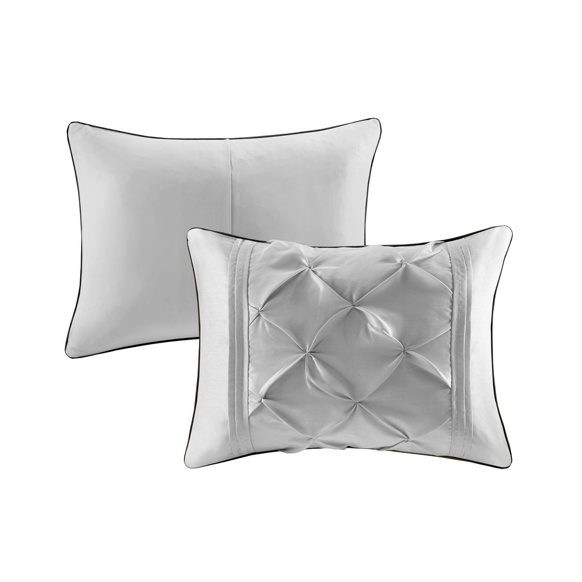 7 Piece Tufted Comforter Set Grey Full