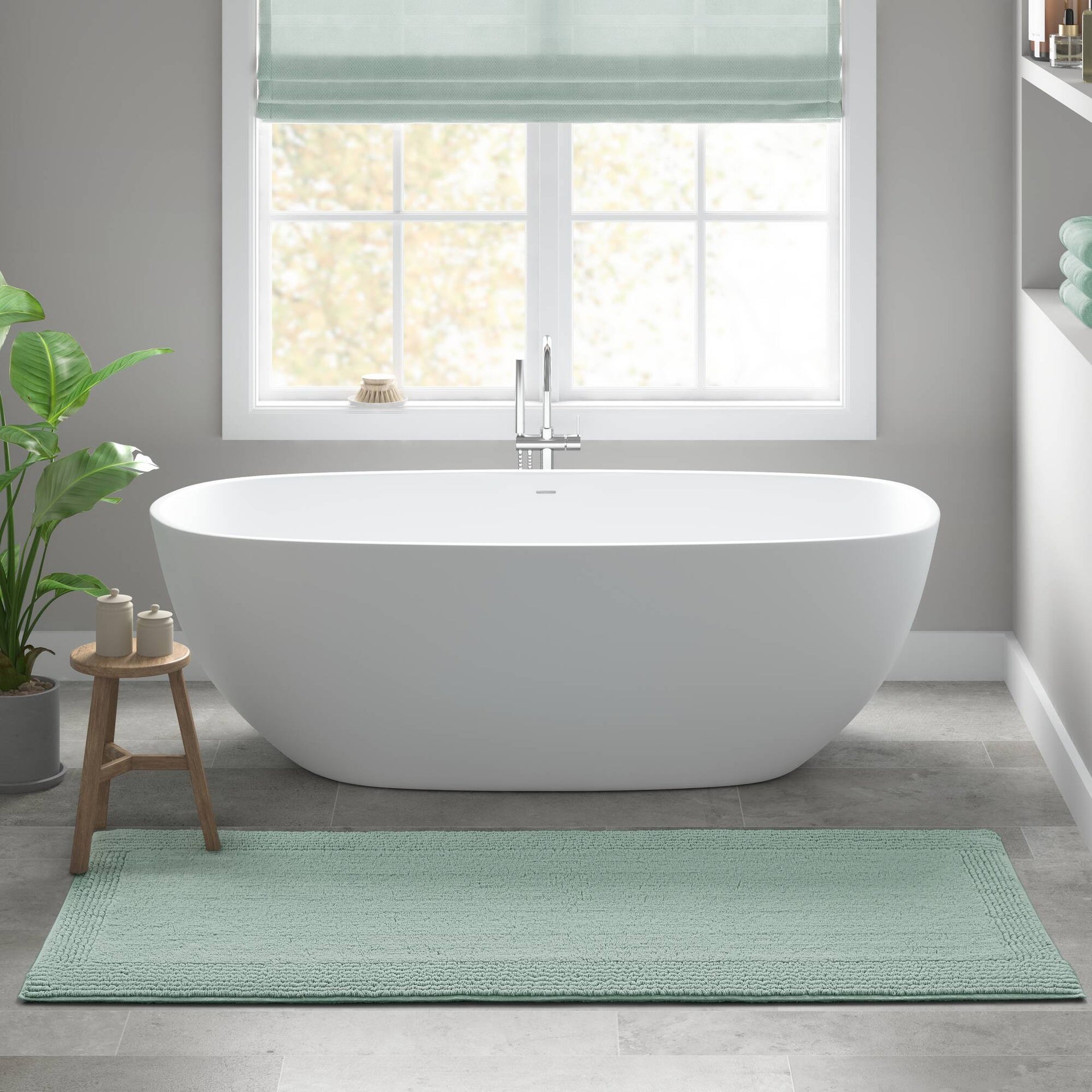 1 PCS 24x60" 100% Cotton Tufted 3000 GSM Reversible Bath Rug Green