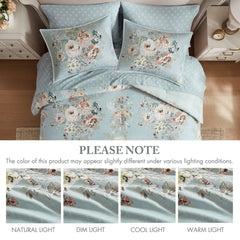 7-Piece Full 7 Piece Vintage-inspired Collection floral print,Soft Blue