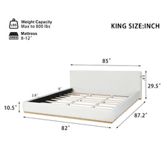 Elegant Upholstered Bed With Solid Wood Frame, Unlocking A New Experience Of Comfortable Sleeping, King, White