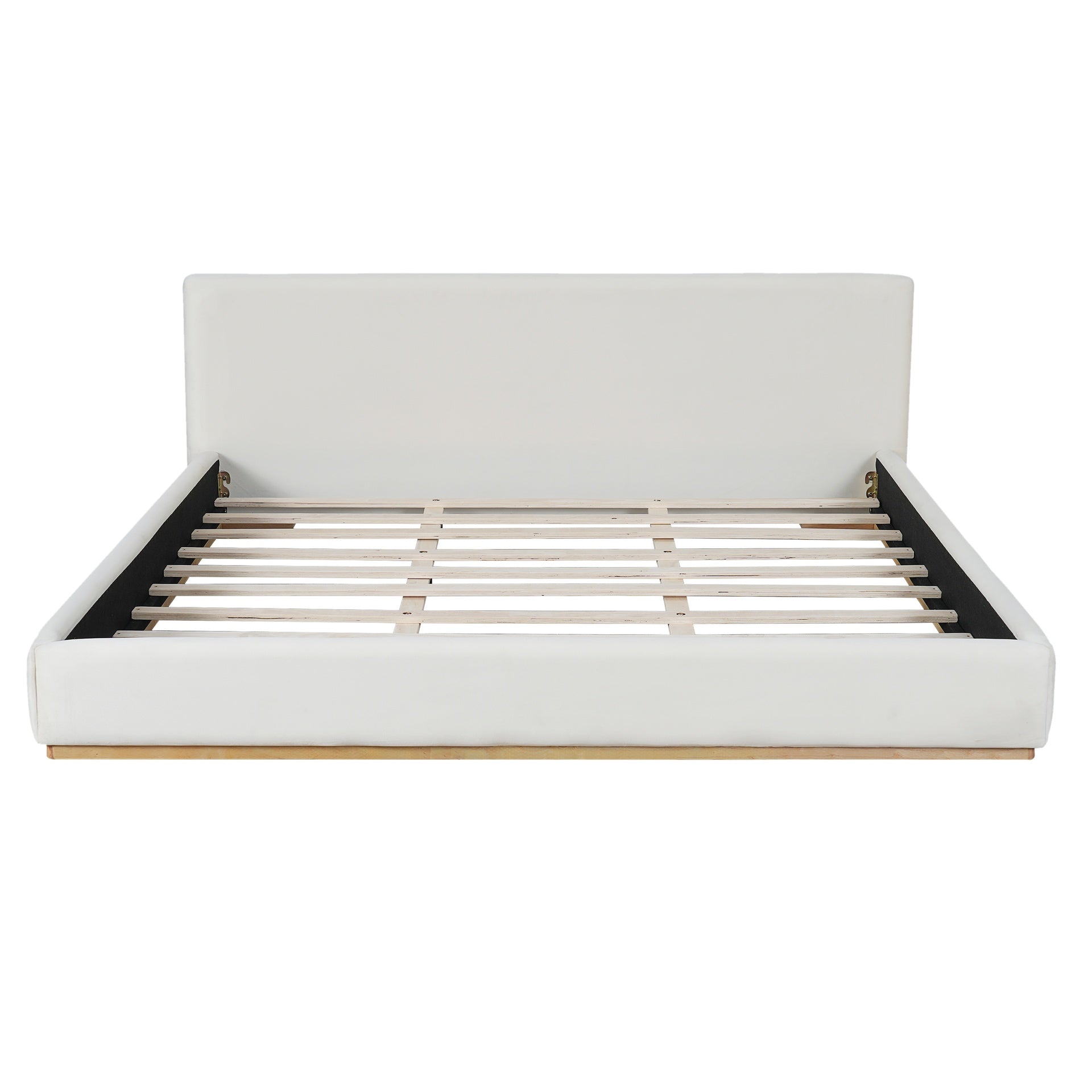 Elegant Upholstered Bed With Solid Wood Frame, Unlocking A New Experience Of Comfortable Sleeping, King, White