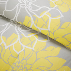 Printed Cotton Sateen Comforter Set Taupe Grey/Yellow Queen