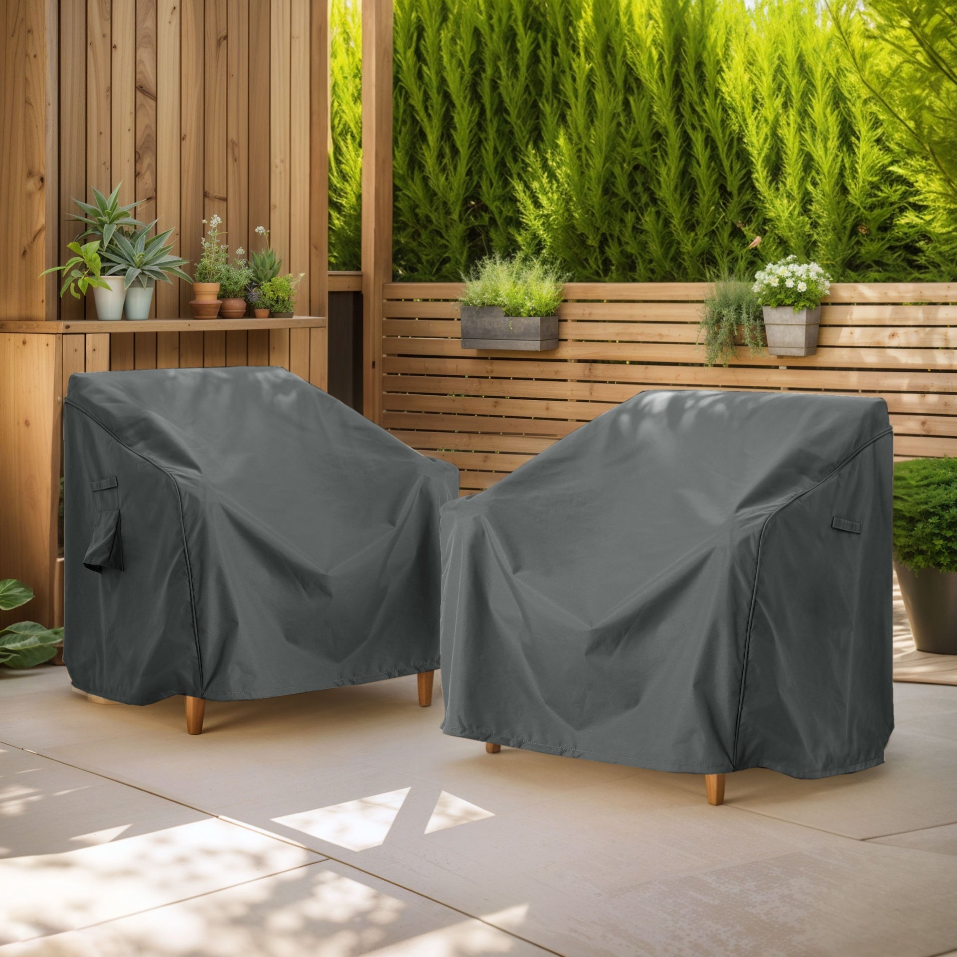 SHIELD PATIO OUTDOOR CLUB CHAIR COVER, DARK GRAY