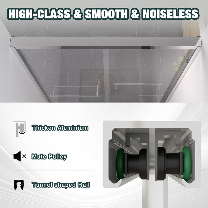 44-48"x76" Aluminum Frame Double Sliding Shower Door,Bypass Bathroom Sliding Door with Premium 1/4" (6mm) Clear Tempered Glass, Chrome Hardware Sliding Glass Shower Enclosure,Chrome Finished