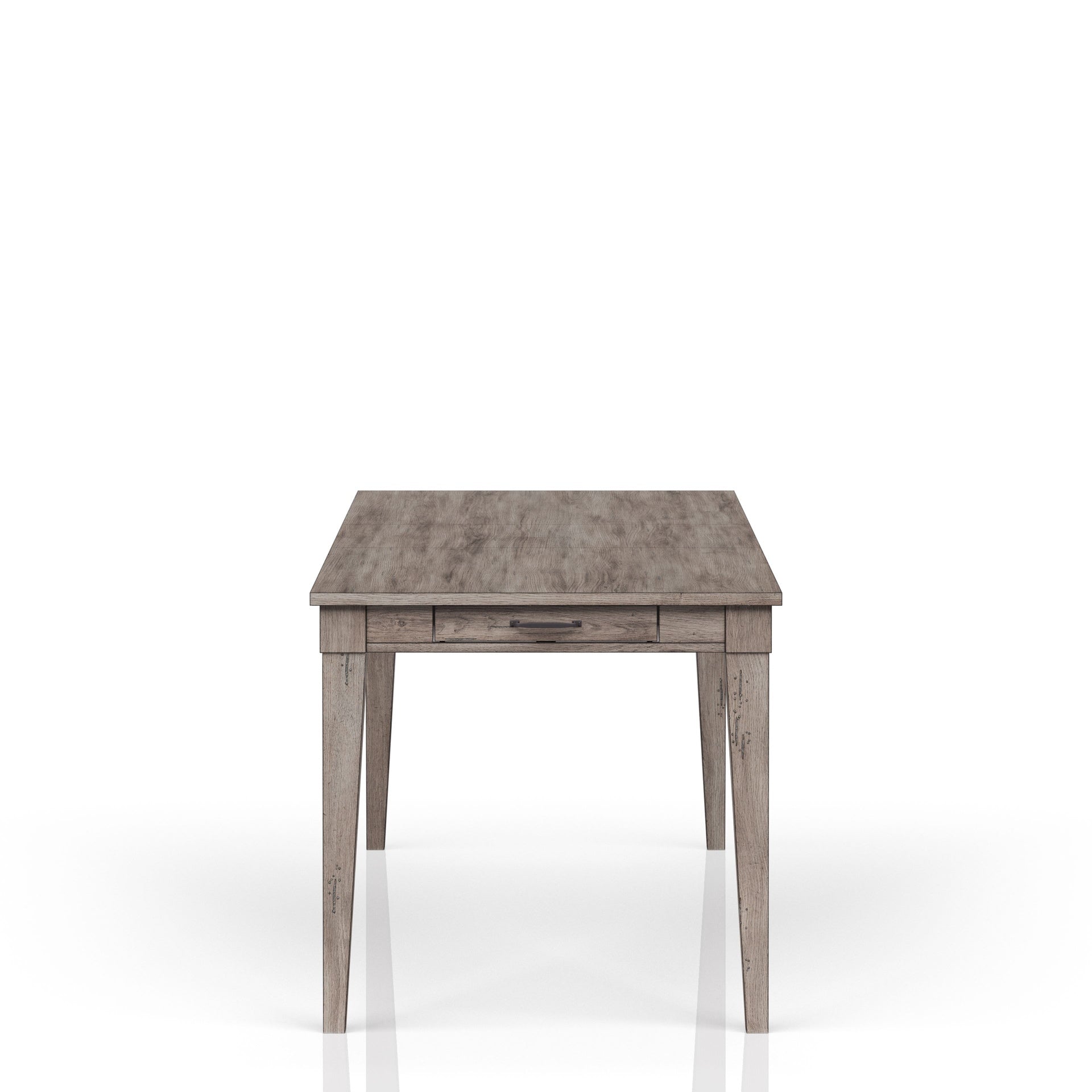 Rustic Gray Dining Table Two Storage Drawers and Leaf