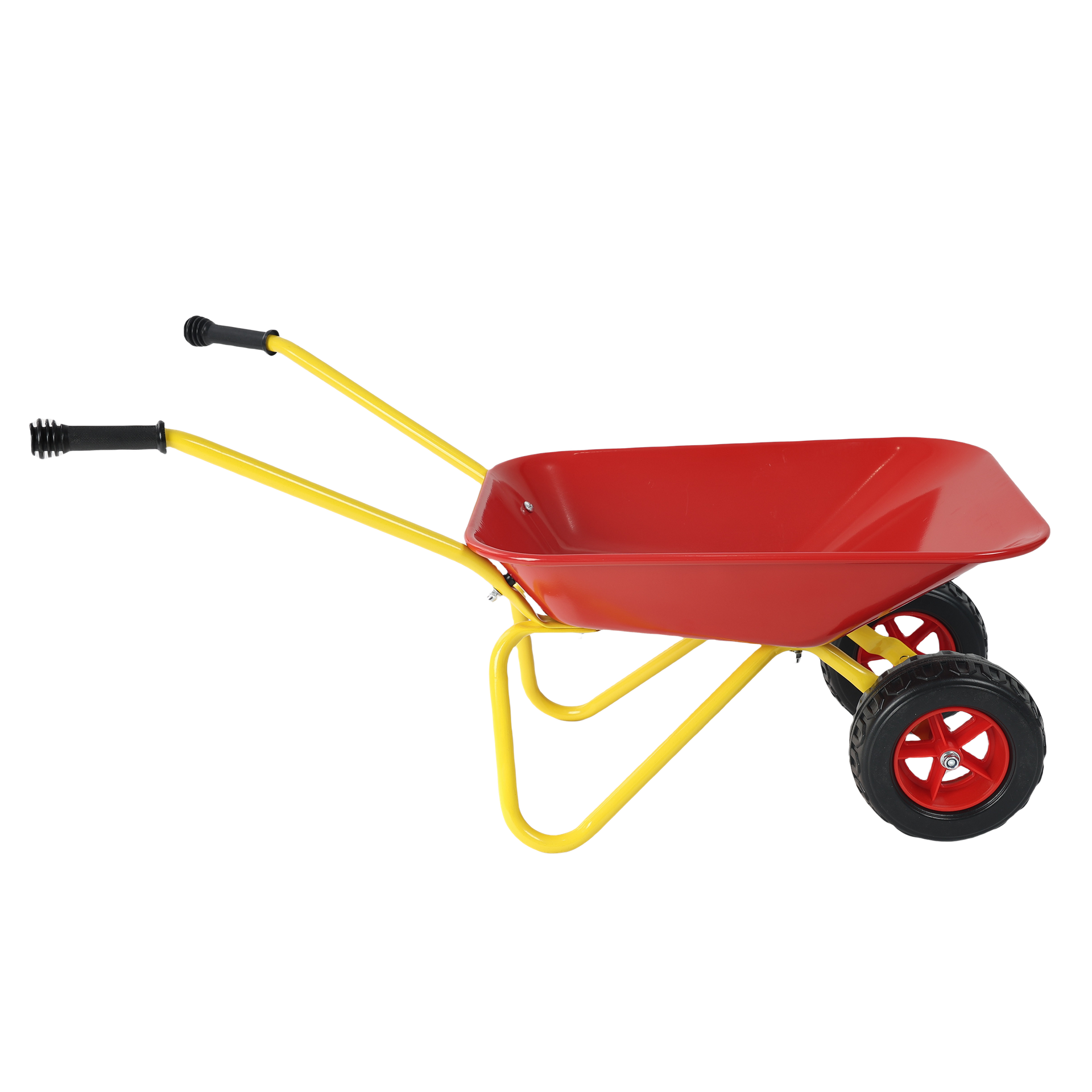 Children's metal trolley, Load-bearing capacity: 33LBS,children's heavy vehicle, metal structure two-wheeled trolley, steel pallet, can be used in gardens, loading leaves, soil, sand, etc. (red)