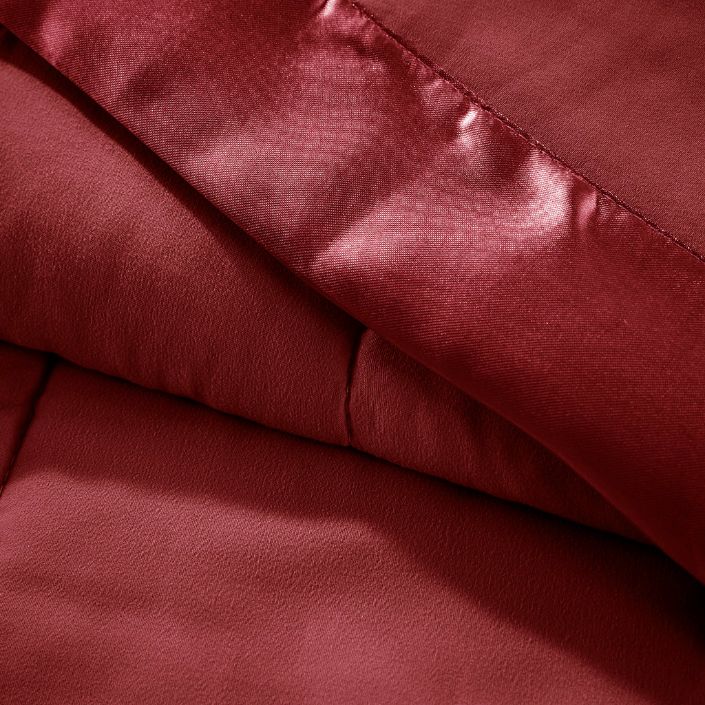 Lightweight Down Alternative Blanket with Satin Trim Burgundy King