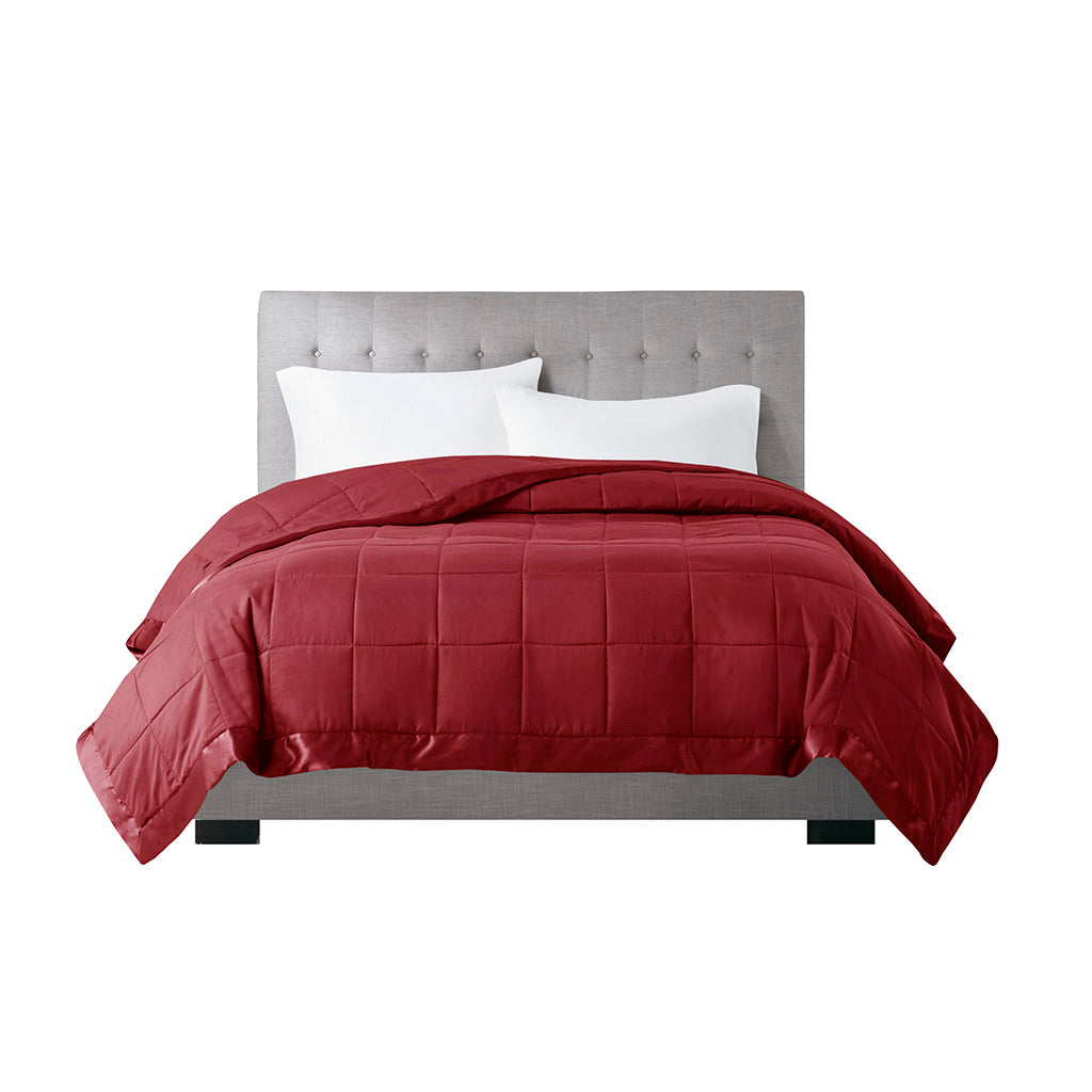 Lightweight Down Alternative Blanket with Satin Trim Burgundy King