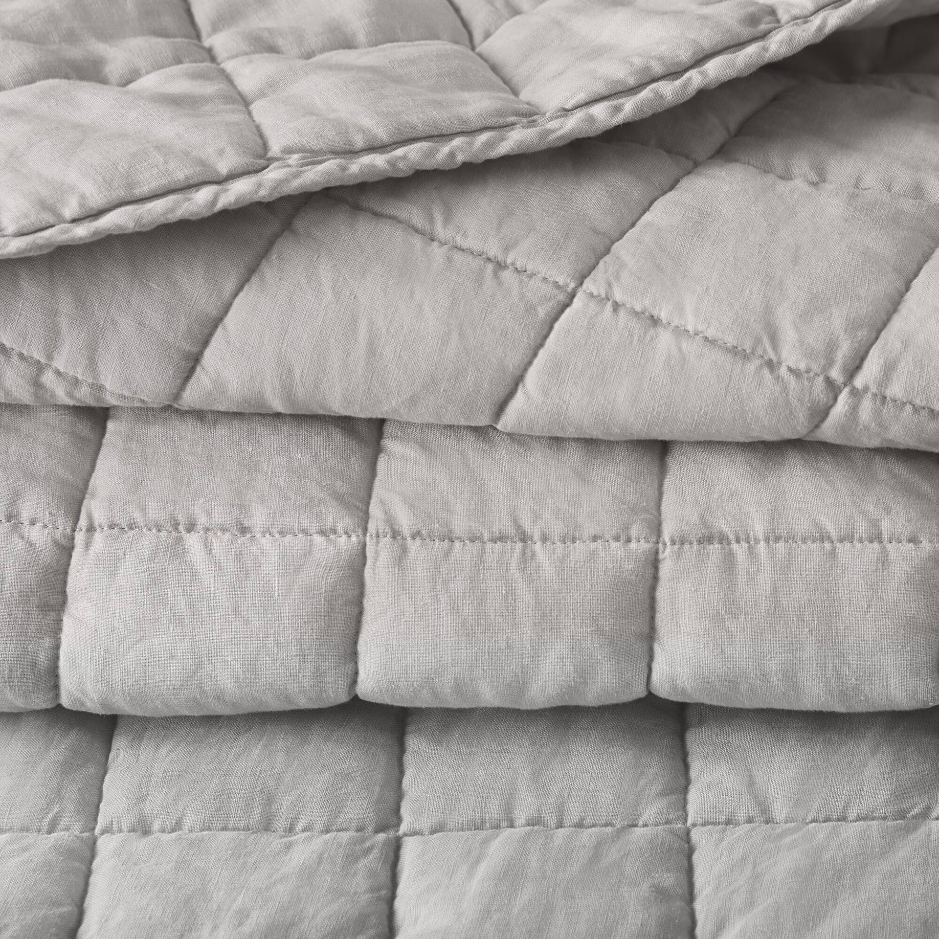 3-Piece Full/Queen Linen Garment Washed Quilt Set,Gray