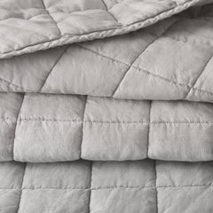 3-Piece Full/Queen Linen Garment Washed Quilt Set,Gray
